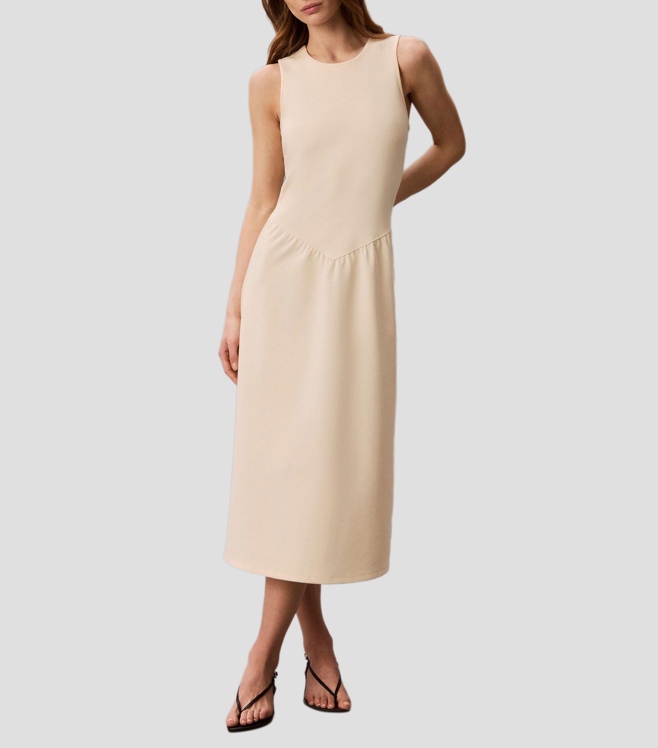 Vestido midi liso Mujer